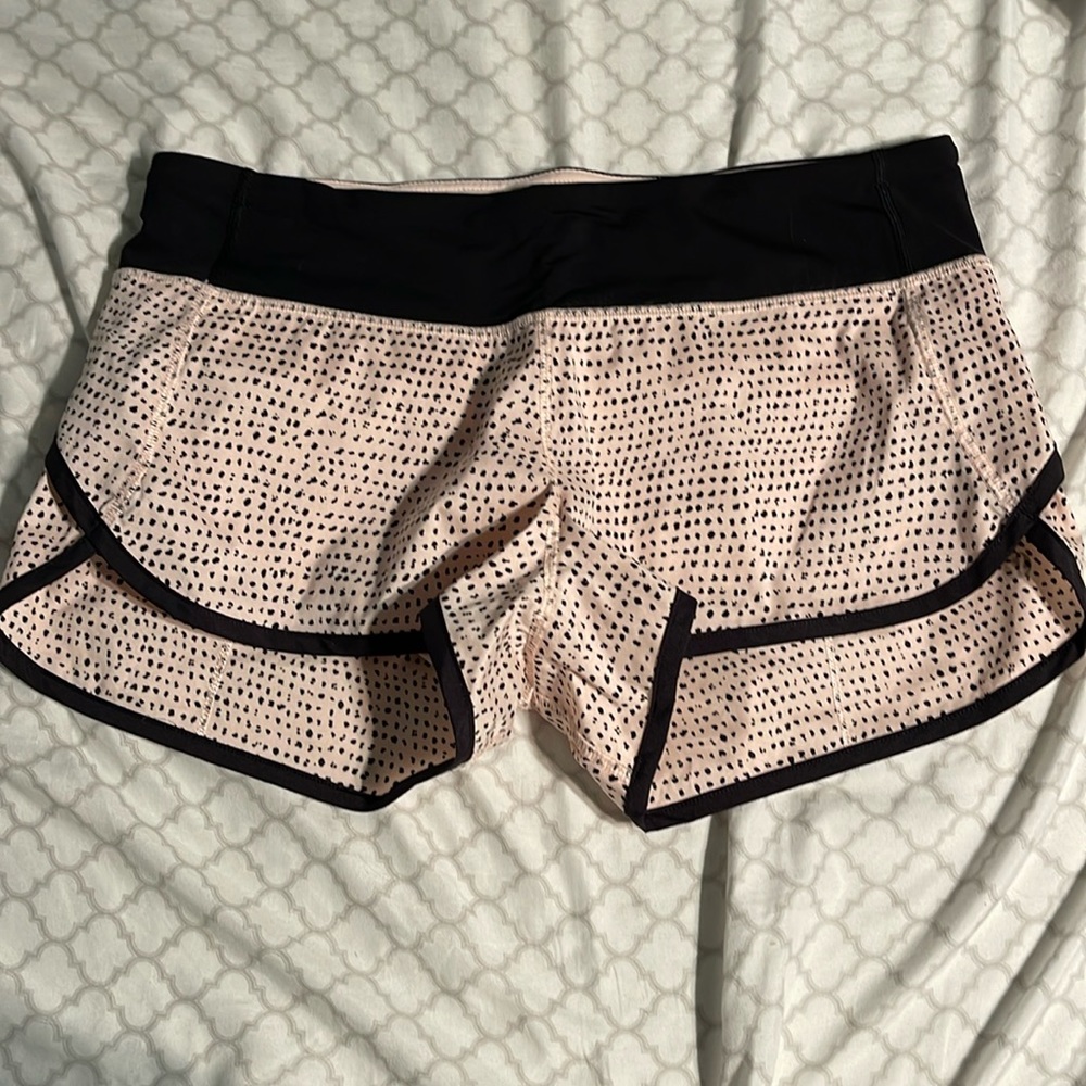 Lululemon pink and black speed up shorts